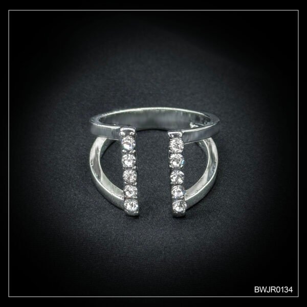 Silver Diamond Bar Ring