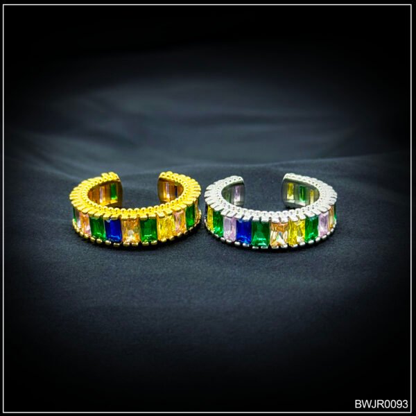 Multicolor Baguette Adjustable Ring
