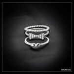 Bow Heart Silver Ring