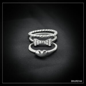 Bow Heart Silver Ring